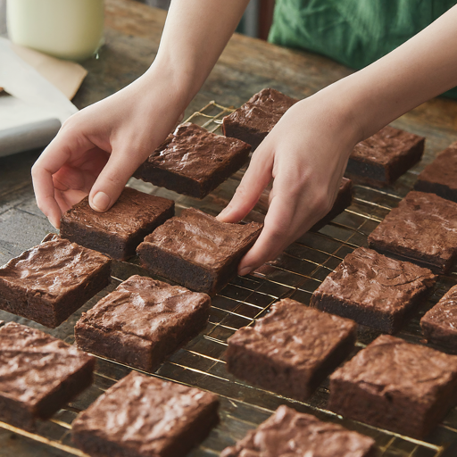 Preparing the Brownies for Wrapping