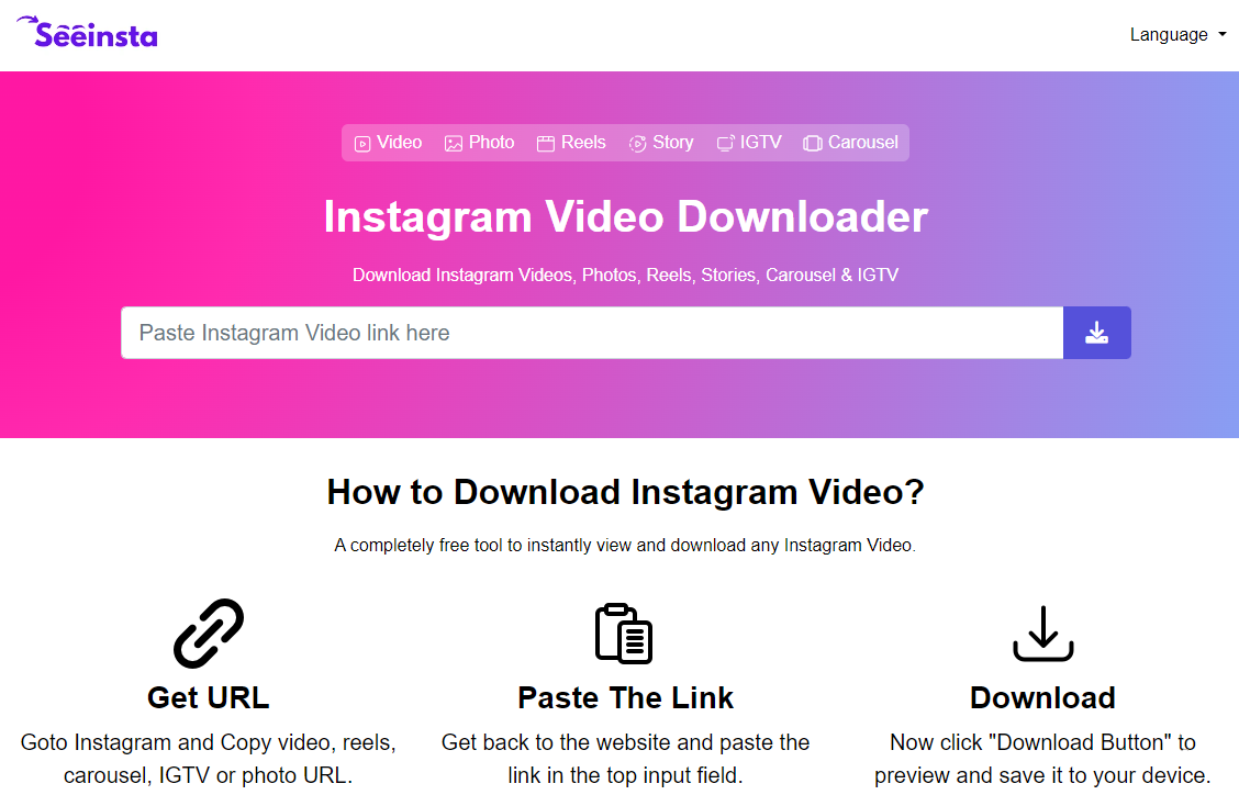 seeinsta instagram video downloader